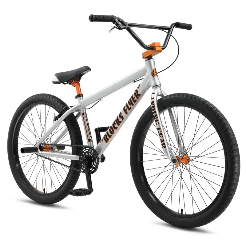 SE Bikes Blocks Flyer 26-inch BMX in Iced Out Silver
